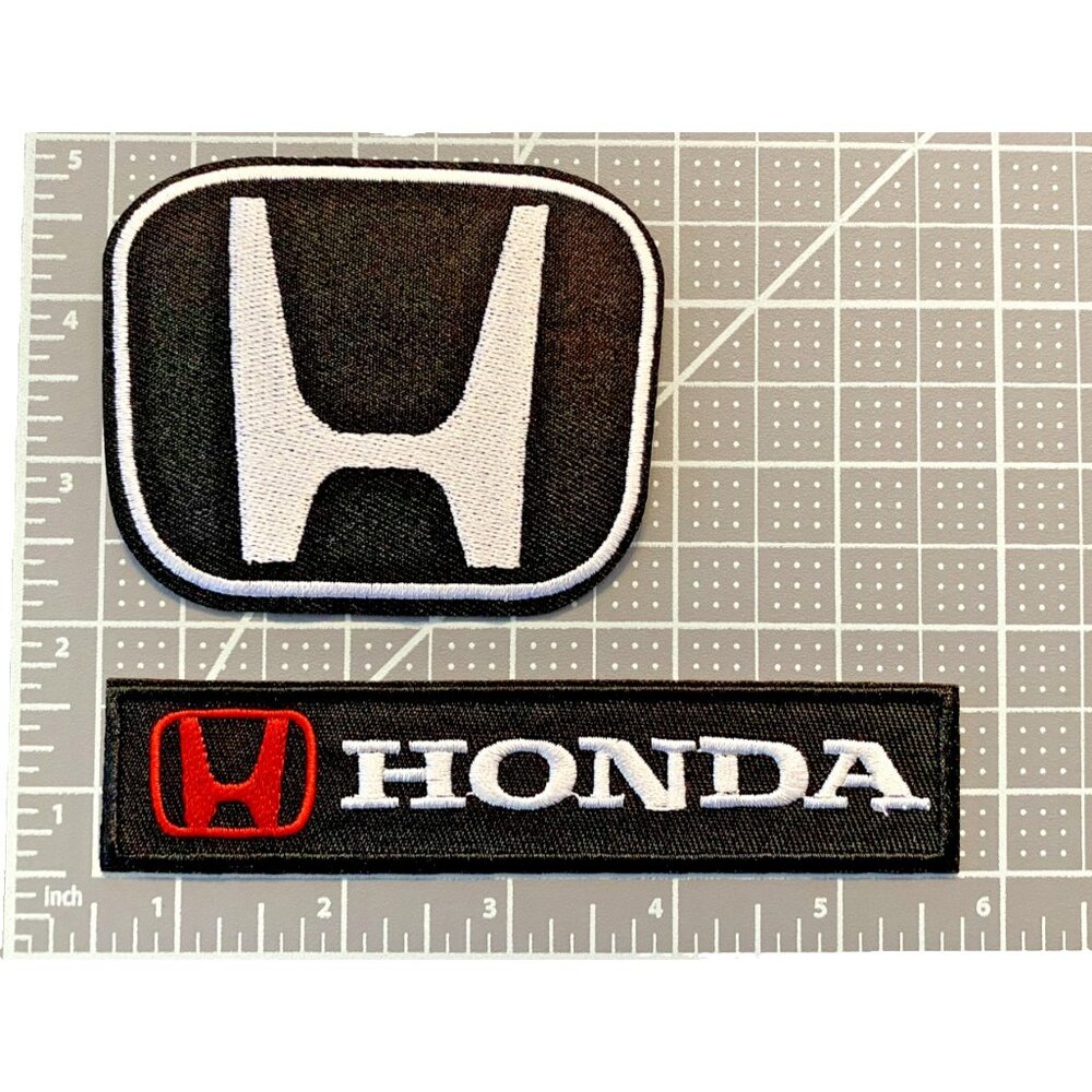 (2) Honda Logo + Emblem Motorsports Racing Truck Car 4in Patch Iron / Sew-On
